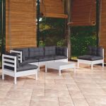Set mobilier de grădină cu perne, 6 piese, lemn masiv de pin GartenMobel Dekor