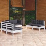 Set mobilier de grădină cu perne, 6 piese, lemn masiv de pin GartenMobel Dekor