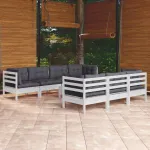 Set mobilier de grădină cu perne, 8 piese, lemn masiv de pin GartenMobel Dekor