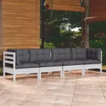 Set mobilier grădină cu perne, 4 piese, lemn masiv de pin GartenMobel Dekor