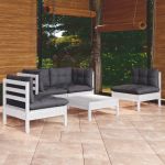 Set mobilier grădină cu perne, 5 piese, lemn masiv de pin GartenMobel Dekor