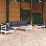 Set mobilier grădină cu perne, 7 piese, lemn masiv de pin GartenMobel Dekor