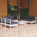 Set mobilier grădină cu perne, 7 piese, lemn masiv de pin GartenMobel Dekor