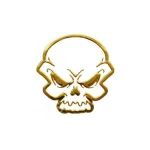 Abțibild craniu auriu 3D în relief, model DZ-34 (1 bucată)