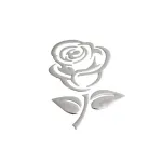 Abțibild trandafir argintiu în relief pentru decor, DZ-35 (1 bucată)