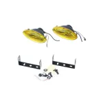 Set 2 proiectoare de ceață galbene 12V 55W, lentilă ovală, cu kit montaj
