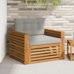 Set de canapele de exterior Lemn de acacia solid și poliester GartenMobel Dekor