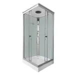 Cabină de duș cu hidromasaj Leziter Valerie 80x80 cm, alb, cu perete spate