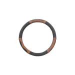 Husă volan auto din piele, mărimea M (37–38 cm), negru cu maro, K436