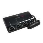 Prelungitor brichetă auto cu cablu, 4 prize 12V/24V + USB 1A (WF074)