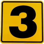 Abțibild autoadeziv număr 3 galben-negru, 11,2 x 11,2 cm