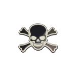 Ornament auto craniu cu oase incrucisate, crom/negru, 8 cm, autoadeziv