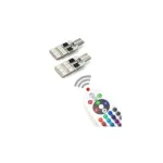 Set 2 becuri poziție T10 RGB 12V, 12 LED SMD 5050, cu telecomandă