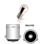 Set becuri auto BAU15S 12V 21W crom, lumină portocalie pentru semnalizare