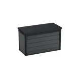 Ladă de grădină Curver Cortina 380L, gri, din compozit Evotech, cu capac