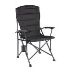 Scaun de pescuit pliabil Leziter XL cu spătar înalt, cotiere și suport pahare, negru