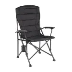 Scaun de pescuit pliabil Leziter XL cu spătar înalt, cotiere și suport pahare, negru