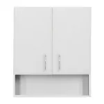 Dulap baie suspendat Leziter Bianca Plus 60, 2 uși, fund deschis, alb lucios