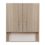 Leziter Dulap baie suspendat Bianca Plus 60 cu 2 usi, fund deschis, stejar sonoma