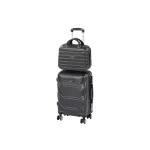 Set valize cu role Leziter TraveLux Max II, ABS negru, 2 piese (cabina + bagaj de mana)