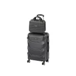 Set valize Leziter TraveLux Max III, ABS, negru – troler mediu 60L + bagaj de mână 11L