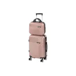 Set valize Leziter TraveLux Pro VI, ABS, aur roz, cabină 50x40x20 cm + bagaj mână