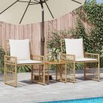 Set de Mobilier pentru Exterior 3 pcs Alb Natural și Crem GartenMobel Dekor