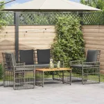 Set de Mobilier pentru Exterior 4 pcs Gri și gri închis GartenMobel Dekor