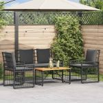 Set de Mobilier pentru Exterior 4 pcs Negru și Gri închis GartenMobel Dekor
