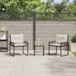 Set de Mobilier pentru Exterior cu pernă 3 pcs Negru și Alb GartenMobel Dekor