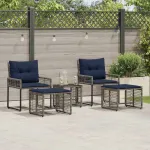 Set de Mobilier pentru Exterior cu pernă 5 pcs Gri și bleumarin GartenMobel Dekor