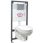 Set WC suspendat Kerra Doris cu cadru montaj si rezervor incastrat, clapeta crom