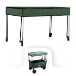 Copertină de umbrire Leziter premium verde pentru cărucior de plajă, 600D