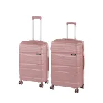 Set valize Leziter TraveLux Voyager VII, ABS cu TSA, 68/76 cm, aur roz