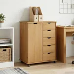 Cabinet mobil Maro miere 63,5 x 39 x 79 cm Lemn de pin masiv GartenMobel Dekor