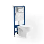 Set WC încastrat Leziter Roya 82W cu rezervor 6/9L, vas ceramic și placă albă