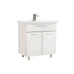 Mască chiuvetă baie Leziter Ruben 75 cu lavoar ceramic, alb, 71x33x72 cm