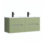 Leziter Trent 120 dulap de baie inferior cu chiuvetă ceramică (4 sertare) verde măslin verde-pistachio
