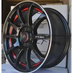 Set jante aliaj ART 355, 14 inch, finisaj negru lucios cu accente rosii