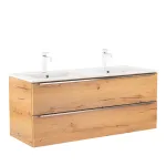 Mască chiuvetă baie Leziter Vario Trim 120 cm cu lavoar dublu, stejar