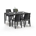 Set mobilier de grădină Leziter Corri 4+1, grafit, efect ratan, 4 fotolii + masă