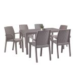 Set mobilier grădină Leziter Corri 6+1, masă 150x90 și 6 scaune, cappuccino
