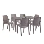 Set mobilier grădină Leziter Corri 6+1, masă 150x90 și 6 scaune, cappuccino