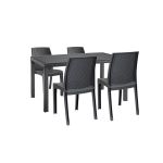 Set mobilier grădină Leziter Hellda 4+1, grafit, tip ratan, masă 150 cm