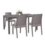 Set mobilier grădină Leziter Hellda 4+1, cappuccino, efect ratan, masă 150x90