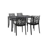 Set mobilier grădină Leziter Violina 4+1, grafit, masă 150x90 și 4 fotolii cu cotiere