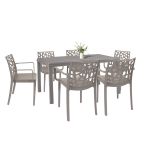 Set mobilier grădină Leziter Violina 6+1 cappuccino, masă 150x90 și 6 scaune