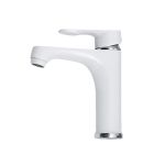 Baterie lavoar Leziter Colly din alamă, alb-crom, cu cartuș ceramic