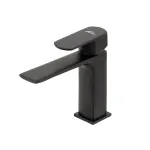 Baterie lavoar Leziter Sofia negru mat, cu corp din alamă și mâner ergonomic