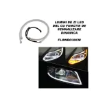 Set 2 benzi LED DRL flexibile 30 cm cu semnalizare dinamica, alb/galben (FLOWBO30CM)